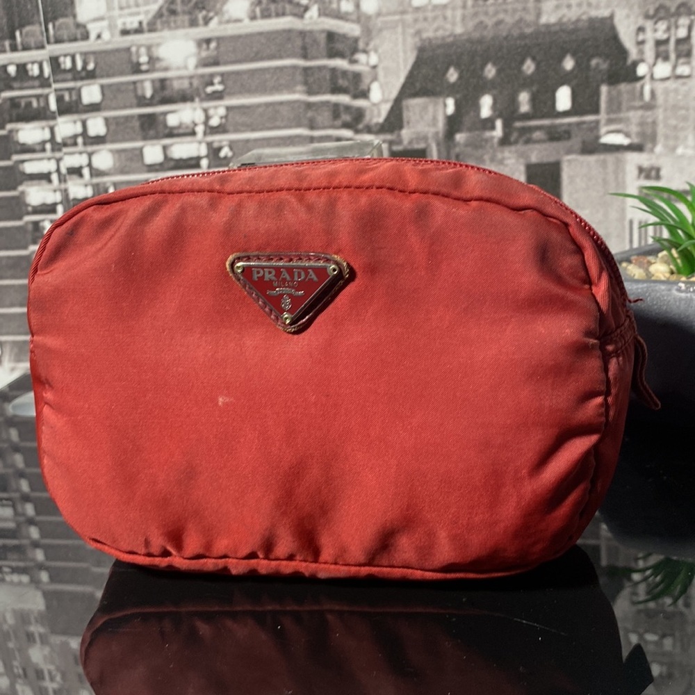 Authentic PRADA red nylon Pouch Cosmetic Bag - Picture 3 of 10